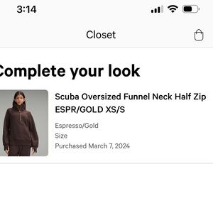 lululemon athletica Espresso Half-Zip Scuba Funnel Neck Jacket with Gold Zip